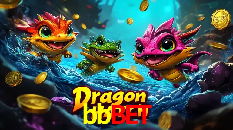 Arte promocional do jogo Dragon Hatch com três adoráveis dragões bebês nadando entre moedas de ouro, um dos slots mais divertidos para jogar no cassino bbbet.